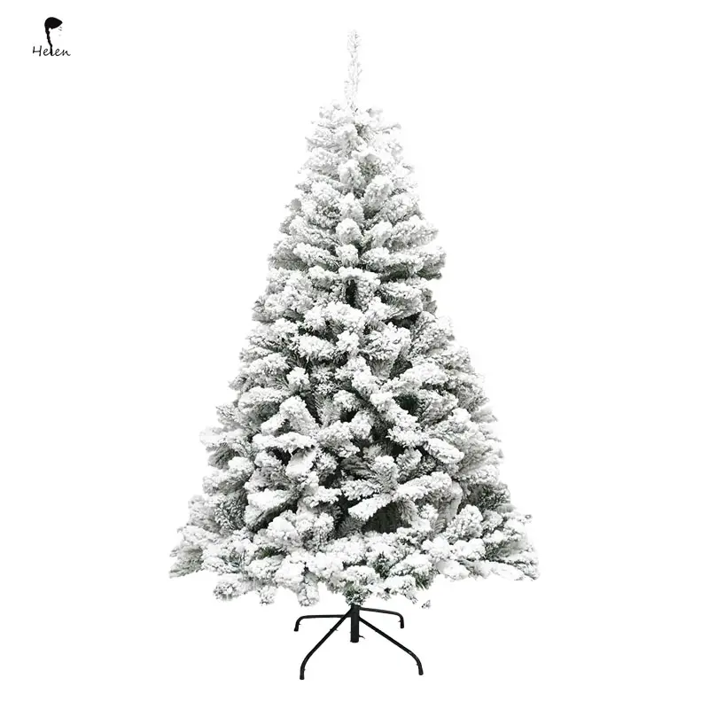 Helen Super holiday Flocked Christmas Trees Unlit White Snow Spray Flocking Christmas Tree Premium Encrypted PVC Artificial