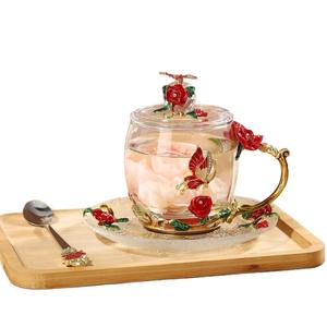 Tazas de té con tapa, tazas creativas para el desayuno en la sala de estar, tazas de leche de lujo ligero, tazas de vidrio para el hogar - Product Image 1