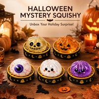 Boîte Mystère d'Halloween : Jouet Squishy Anti-Stress Doux, Formes Horribles Assorties, Cadeau de Fête