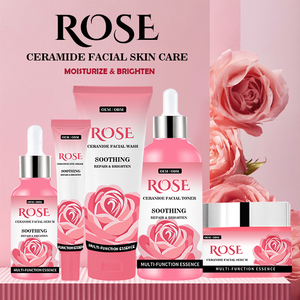 Etiqueta privada Natrual Rose Facial Skin Care Set Ceramide Smoothing Face Brightening Hidratante Calmar Repair Skin Care Set - Product Image 4