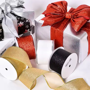 Pita Tepi Berkilauan Mewah 63mm Grosir Kustom untuk Dekorasi Rumah Natal, Pembungkus Kado, Hiasan Puncak Pohon, Pita, dan Karangan Bunga - Product Image 1