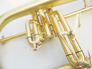 Flugelhorn professionnel en laiton, tonalité BB, finition laquée or, design vintage brossé mat, pistons en Monel, trompette flugelhorn - Product Image 2