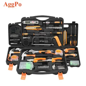 Household Hand Tools Kit Plastic Storage Case Wrench Socket Screwdriver Hammer Saw Utility Knife Kit Maintenance Hardware Tools