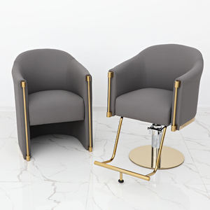 Grey Adjustable Swivel Modern Stainless Steels Fashionable Haircut Salon <b>Chair</b> Hair Salon Barber <b>Chairs</b> - Product Image 2