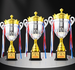 Wholesale New Design Gold Silver Two-Tone Sports Trophy Double-Color Soccer Metal Crafts Silver Plated Trophies