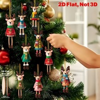 Novedad Transfronteriza: Juego de 16 Adornos Planos de Madera Estilo Americano de 12cm x 8cm para Árbol de Navidad, Suministros para Fiestas