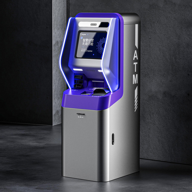 Interactive Capacitive Touch Screen Metal Android Cash Acceptor ATM Payment Kiosk with Automatic Cash Deposit
