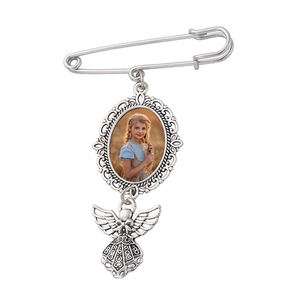 Pendentifs vierges personnalisés Photo commémorative Bouquet <span class=keywords><strong>de</strong></span> mariage Sublimation Graduation Cap Charms Broche en métal avec <span class=keywords><strong>ailes</strong></span> d'ange - Product Image 3