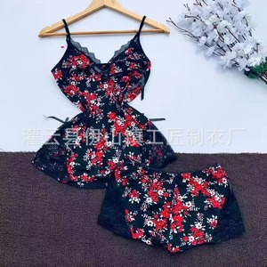 Traje de ropa interior caliente Impreso Sexy <span class=keywords><strong>Tirantes</strong></span> Pijamas Fabricantes en stock al por mayor - Product Image 4
