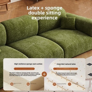Ensemble de canapés en tissu chenille de style crème minimaliste français moderne, vente d'usine, pour salon d'hôtel simple, petit appartement, villa, salle de sport - Product Image 6