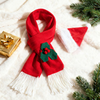 Ensemble chapeau et écharpe de Noël pour chien, chapeau de Père Noël pour chat, accessoires de costume de Noël pour animaux de compagnie, tenue d'hiver douce et chaude rouge pour les fêtes