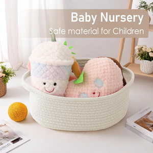 Paniers tissés, paniers cadeaux pour bébé, boîtes cadeaux pour baby shower, organiseurs pliables, paniers de rangement en coton et corde pour enfants - Product Image 4