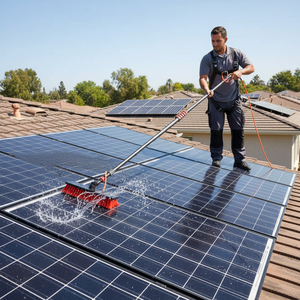 Perche télescopique en aluminium pour le nettoyage des panneaux solaires, extensible jusqu'à 16 pieds (4,8 mètres), brosse de toit avec tuyau interne - Product Image 1