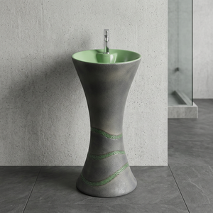 Lavabo design moderne sur pied pour maison et hôtel, noir gris gaufré - Product Image 5
