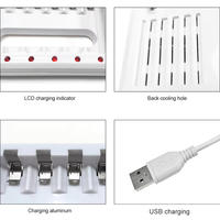 Chargeur de batterie PUJIMAX AA AAA chargeur de batterie intelligent à huit emplacements pour batterie rechargeable Ni-mh avec indicateur de charge LCD
