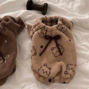 Vestito per Animali Domestici in Pile <span class=keywords><strong>con</strong></span> Stampa Orso e Cordoncino, <span class=keywords><strong>Pigiama</strong></span> Caldo Invernale per Cani e Gatti - Product Image 3