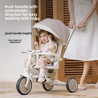 Tricycle pliable multifonctionnel en métal pour enfants de 1 à 6 ans ; poussette pour tout-petits à pousser et à conduire ; vélo à pédales pour bébé