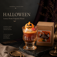 Vela Aromática Personalizada de Halloween en Taza de Vidrio con Diseño de Calabaza y Fantasma, Etiqueta Privada OEM, Regalo Decorativo para las Fiestas