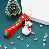 Rubberen schattige 3D PVC cartoon sleutelhanger kerstboom kerstman sneeuwpop nieuwjaarsdecoratie sleutelring accessoires