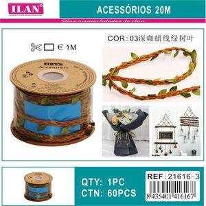 Cordón Encerado ILAN de 20 Metros, Color Verde Marrón Oscuro, Cuerda Decorativa para Manualidades y Proyectos de Bricolaje - Product Image 3