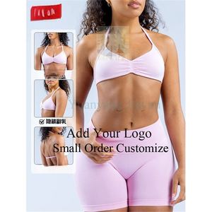 New Spring <strong>Summer</strong> Nude Feel Yoga Shorts Two-Piece Set Fitness Running Quick Drying Sports Yoga Women Suit - Product Image 4