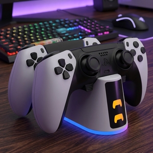 Base de Carga Universal para Juegos, Cargador LED Rápido para <span class=keywords><strong>PS5</strong></span> <span class=keywords><strong>DualSense</strong></span>, <span class=keywords><strong>PS5</strong></span> Pro DualShock, <span class=keywords><strong>PS5</strong></span> Slim, Estación de Carga Dual para Controles, Alimentación Estable - Product Image 6