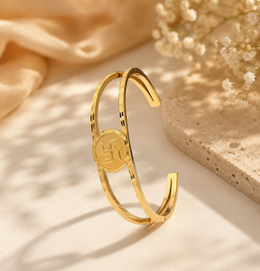 DIVYORO Designer Heritage Motif Gold Kada Bracelet for <b>Men</b> Premium Gold Finish Traditional Fashion Jewelry Statement <b>Bangle</b> - Product Image 1
