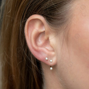 Gemnel Fashion Jewelry Boucles d'oreilles en argent 925 avec perles dorées ajustables - Product Image 2