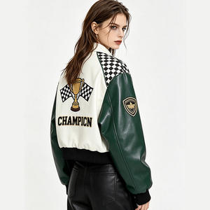 Custom Logo Red Black Color Block Varsity <b>Jacket</b> Leather Look Number Applique <b>Star</b> Patch Men Baseball <b>Jacket</b> - Product Image 2
