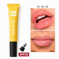 Huile à lèvres repulpante magique hydratante brillante 20ML avec logo personnalisé, végane, sans cruauté, changeant de couleur, SPF30