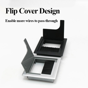 Œillets de câble carrés en plastique rabattables avec brosse pour <span class=keywords><strong>bureau</strong></span> à domicile, hôtel, hôpital, appartement, ordinateur - Product Image 3