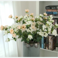 Fleur d'anémone artificielle haut de gamme européenne en soie, 5 têtes, pour décoration de table de mariage, maison, fête, salle d'exposition, vente en gros