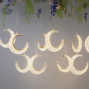 <span class=keywords><strong>Lampadario</strong></span> a 10 teste a forma di luna in acrilico luminoso, decorazione romantica e creativa per matrimoni, con effetto <span class=keywords><strong>diamante</strong></span> - Product Image 3