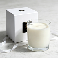 Bougie en verre lourd rond vide de luxe moderne de 6,8 oz (200 ml) avec couvercle en liège personnalisé et logo couleur