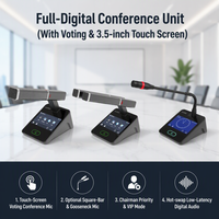 Unidad de Conferencia Digital Completa para Presidente y Delegado con Votación, Pantalla Táctil Cuadrada de 3.5 Pulgadas y Micrófono de Cuello de Cisne para Sistema de Conferencia