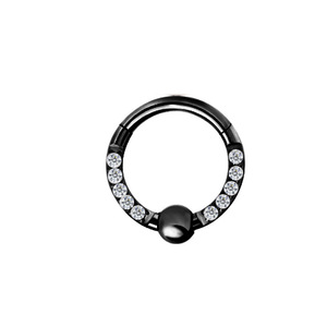 Anneau de nez en titane F136 avec boule et opale, bijou de piercing tendance pour lèvre ou téton - Product Image 2