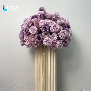 LEDA Wedding Supplies 60cm Rose Ball Purple Artificial Flower Ball <b>Table</b> Centerpiece Party Decoration - Product Image 3