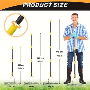 Râteau à désherbage de pelouse à double <span class=keywords><strong>action</strong></span> robuste, hauteur réglable, râteau manuel pour ameublir le sol et aérer les pelouses - Product Image 5