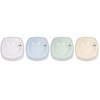 Bol de dîner en mélamine personnalisé en usine, motif floral lotus, bord gris, assiette à soupe en mélamine A5, vente en gros en vrac
