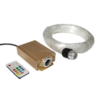 Lumière de décoration de mariage 16W, moteur à boîtier doré RGB avec 3m 600 fibres optiques étincelantes de 0,75mm, télécommande, 110V 220V