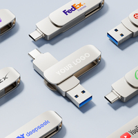 Clé USB WORTHSPARK en métal argenté 64 Go/128 Go/256 Go/512 Go avec ports USB Type-C et USB-A, garantie 3 ans
