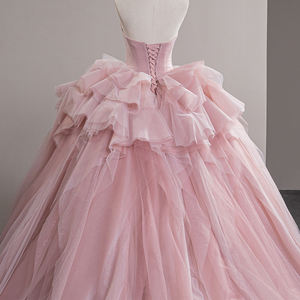 Jancember SFY59 Glitter Strapless Pink Girl Puffy Vestidos de noche para mujer - Product Image 4