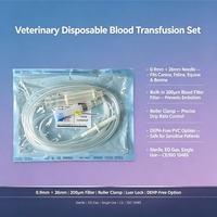 Ensemble de transfusion sanguine vétérinaire pour chevaux, pince à rouleau à usage unique