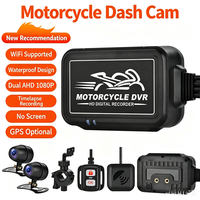 Caméra de tableau de bord WIFI pour moto, double caméra 1080P avant/arrière, étanche, vision nocturne, enregistrement en boucle, angle de 150°, contrôle par application, GPS en option