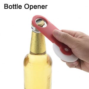 Coupe-pizza multifonction de qualité alimentaire avec logo personnalisé, lames à roulettes, ouvre-bouteille et poignée en plastique - Product Image 5