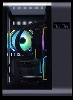 Boîtier PC panoramique avec affichage de la température et 5 emplacements pour ventilateurs pour boîtier d'ordinateur MATX ITX, cabinet de jeu
