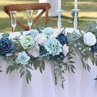 Nouvelle Guirlande Florale Artificielle Longue en Soie Faite à la Main, Roses Blanches de Luxe de Haute Qualité pour Décorations de Table de Mariage et Centres de Table avec Verdure