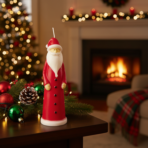 Candela Rossa Lucida a Forma di Babbo Natale per Decorazioni Natalizie - Product Image 3