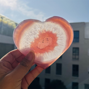 Cœur en agate druzy de <span class=keywords><strong>quartz</strong></span> de guérison de haute qualité, sculpture de paume, agate <span class=keywords><strong>rose</strong></span> polie, géode en forme de cœur pour la décoration - Product Image 2