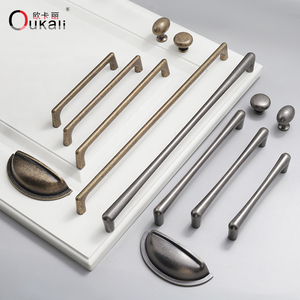 Oukali Cheap Wholesale Price Aluminium Alloy Antique Silver Brass Kitchen Cabinet Long Handles and <strong>Knobs</strong> - Product Image 6